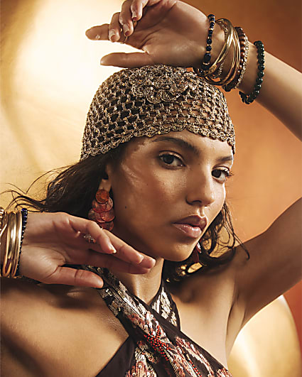 Gold Embellished Skull Cap