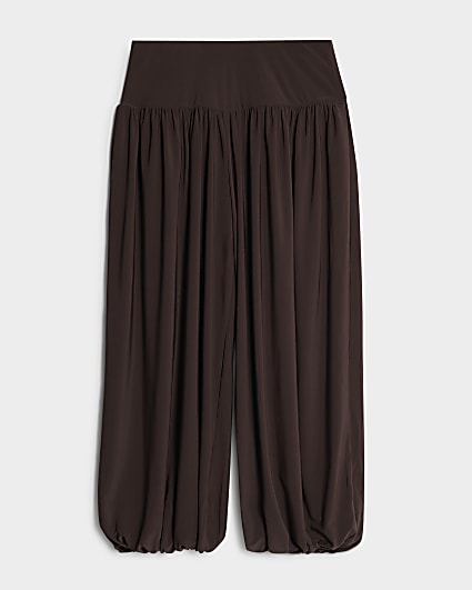 Petite Brown Balloon Leg Trousers