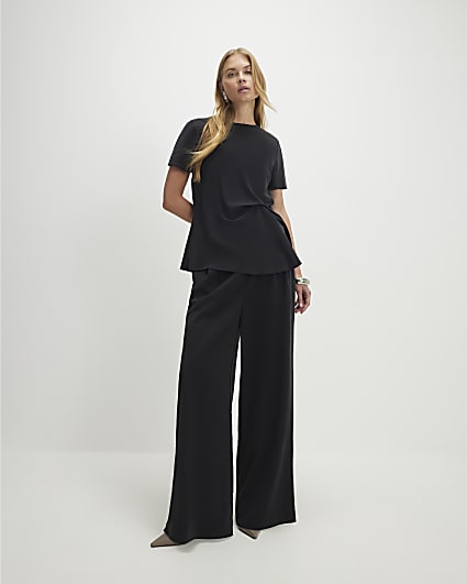 Black Straight Leg Trousers
