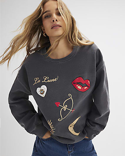 Grey Long Sleeve La Lune Sweatshirt