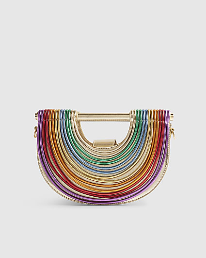Gold Rainbow Tube Clutch Bag
