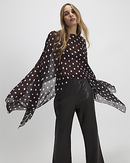 Brown Waterfall Polka Dot Cape