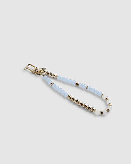 Blue Beaded Phone Chain