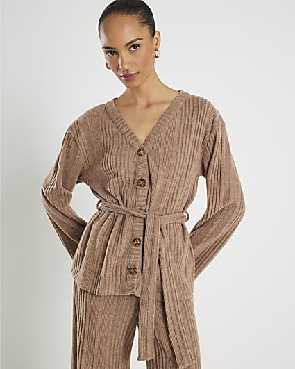 Beige Cosy Long Sleeve Belted Cardigan