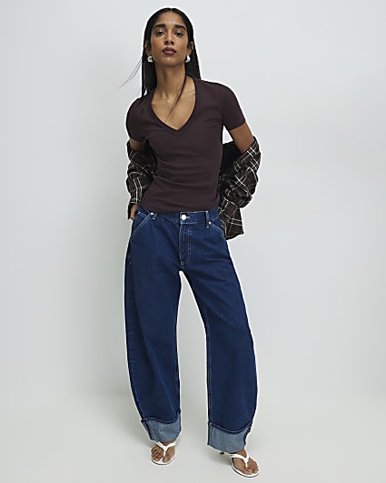 Brown V Neck T-Shirt