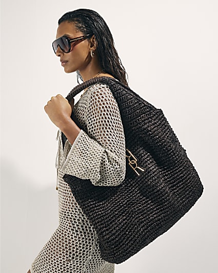 Brown RR Raffia Shopper Bag
