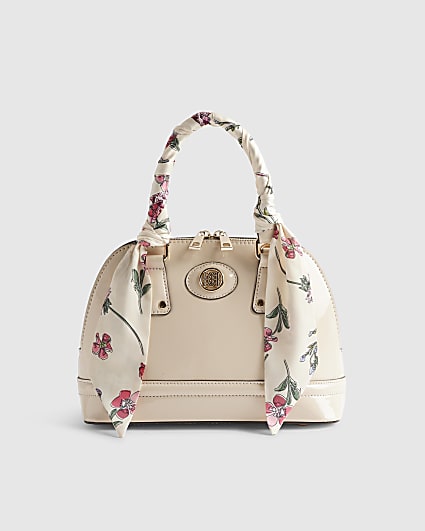 Cream Scarf Handle Cross Body Bag