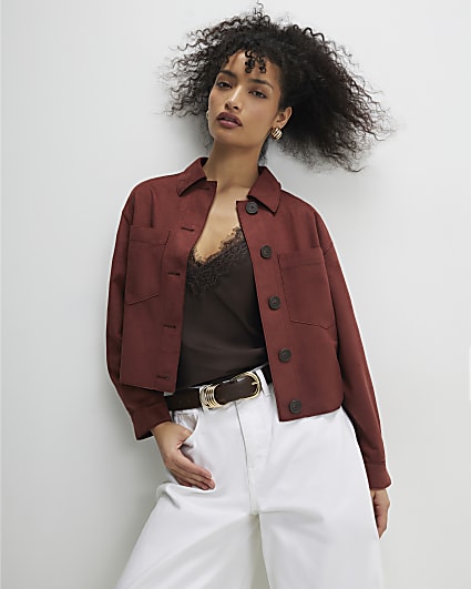 Red Faux Suede Overshirt