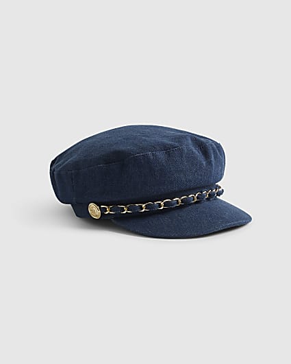 Blue Denim Chain Baker Boy Hat