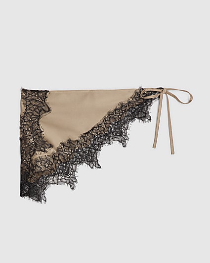 Beige Lace Trim Bandana