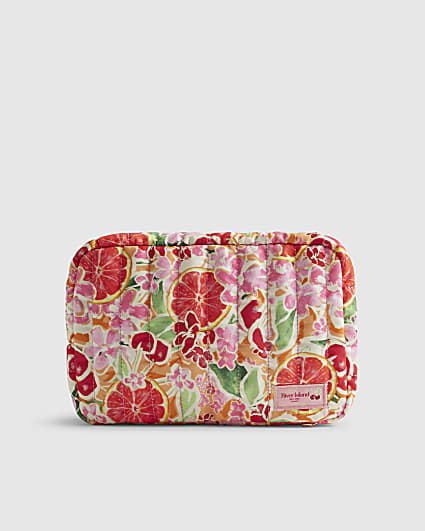 Orange Fruity Floral Toiletries Bag