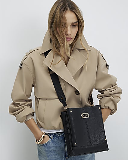 Black Monogram Panelled Messenger Bag