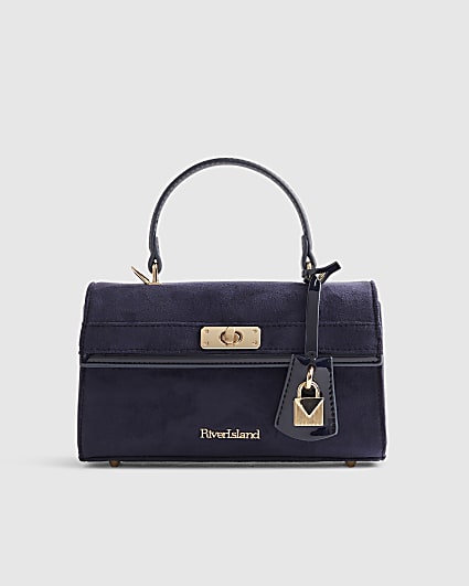 Navy Lock Front Tote Bag