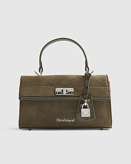Khaki Lock Front Tote Bag