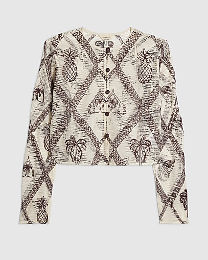 Cream Crochet Embroidered Beach Cardigan