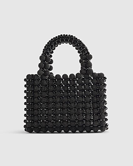 Black Beaded Clutch Bag