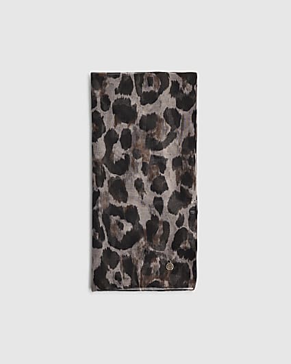 Brown Leopard Print Scarf