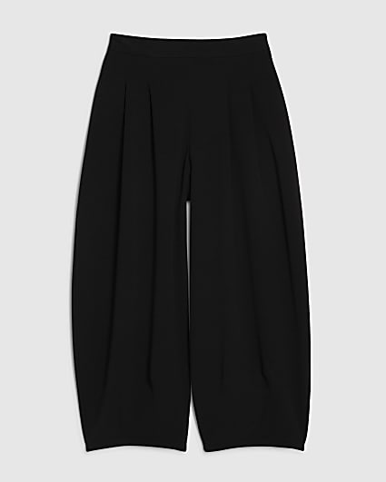 Petite Black Pleated Balloon Leg Trousers