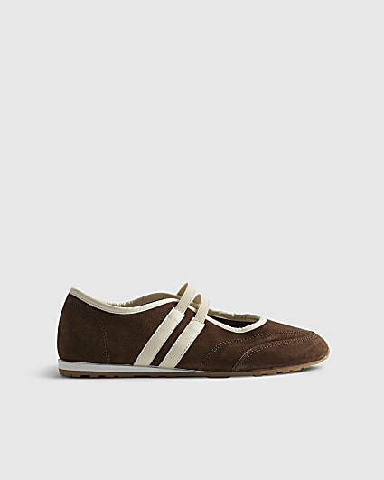 Brown Suede Double Strap Shoes