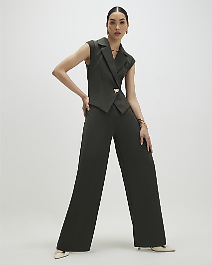 Green Cap Sleeve Wide Leg Jumpsuit