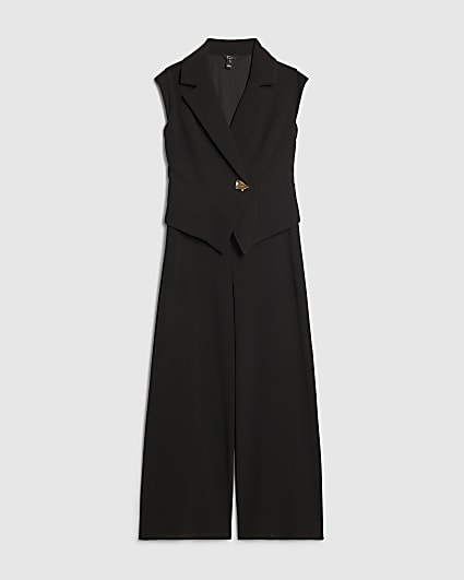 Petite Black Cap Sleeve Wide Leg Jumpsuit