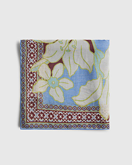 Brown Floral Spliced Scarf