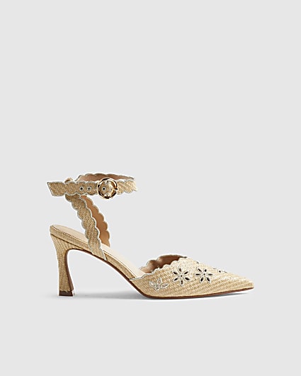 Beige Broderie Court Heels