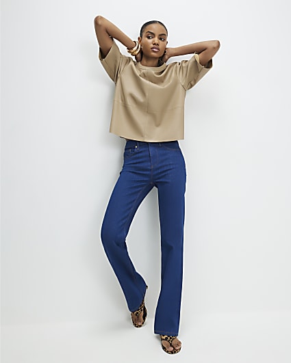 Blue Stretch Straight Leg Jeans