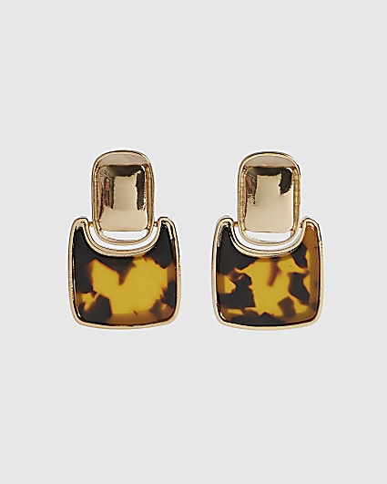 Brown Square Doorknocker Earrings