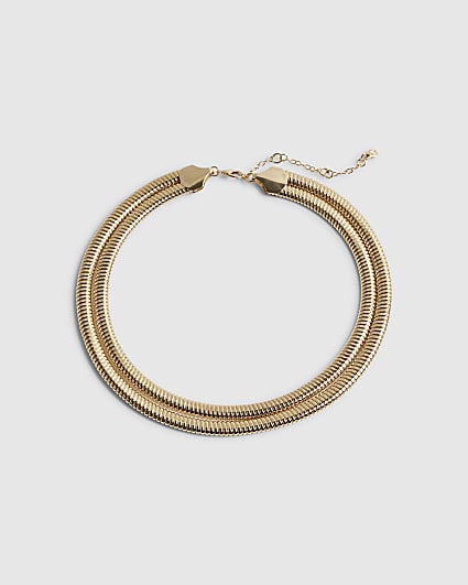Gold Double Snake Chain Necklace