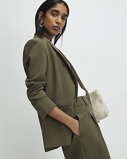 Green Long Sleeve Ruched Blazer