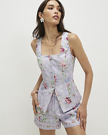 Purple Floral Waistcoat