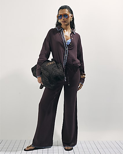 Brown Whipstitch Trouser