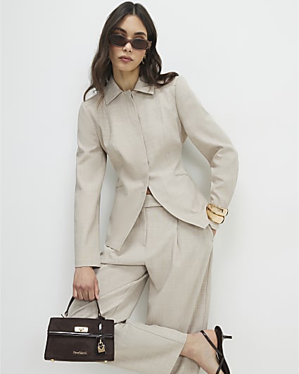 Beige Tailored Shacket