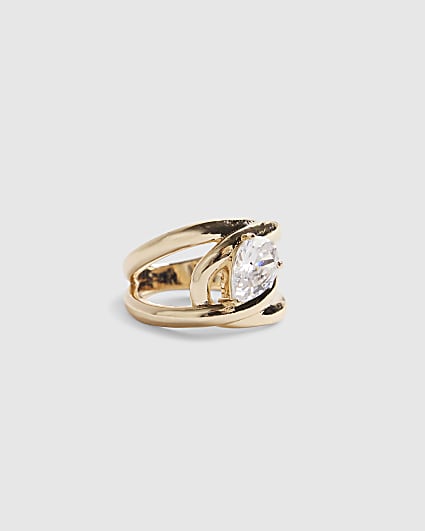 Gold Pear Stone Wrap Ring