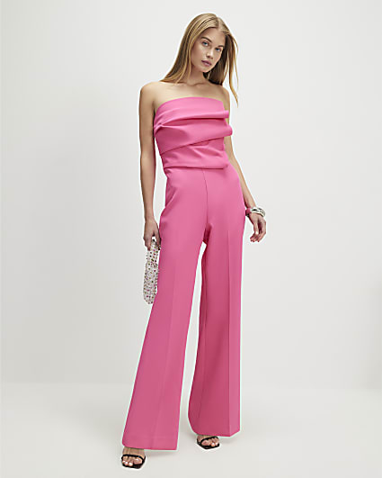 Pink Bandeau Tailored Jumpsuit