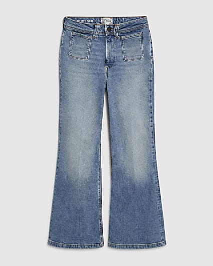 Petite Blue Relaxed Flare Jeans