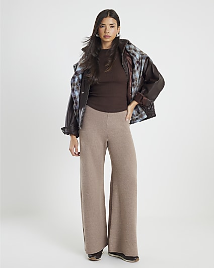 Brown Cosy Wide Leg Trousers