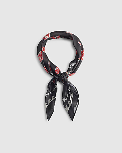 Black Nautical Print Tie Scarf