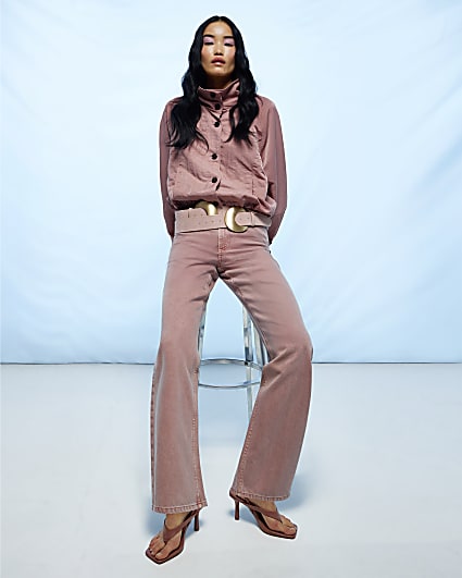 Pink High Waisted Relaxed Straight Jeans