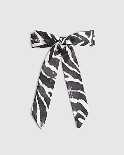 Black Zebra Print Bow Hair Clip