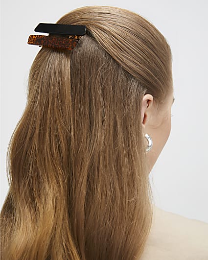 Brown 2 Pack Barrette Hair Clips