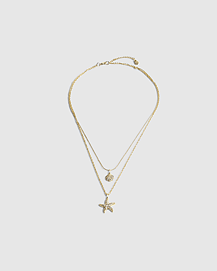 Gold Diamond Simulant 2 Row Sealife Necklace
