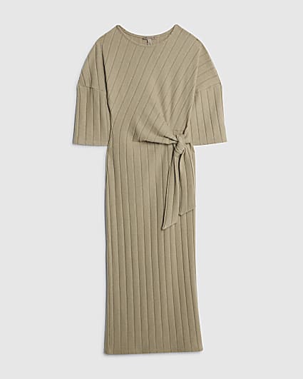 Petite Green Wide Ribbed Cosy Dress