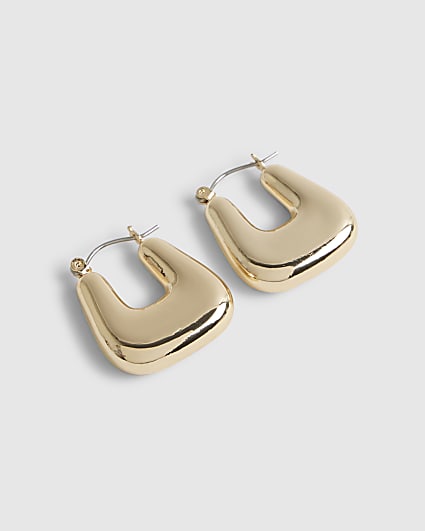 Gold Chunky Square Hoop Earrings