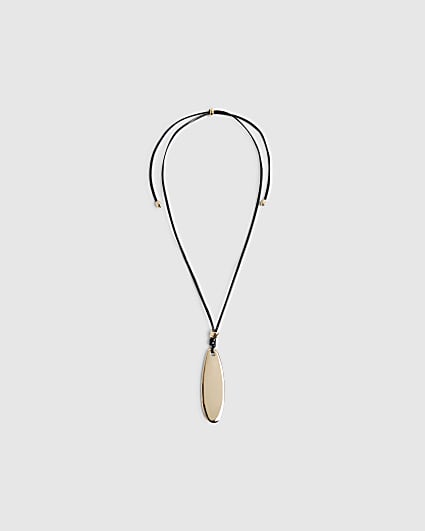 Black Adjustable Corduroy Pendant Necklace