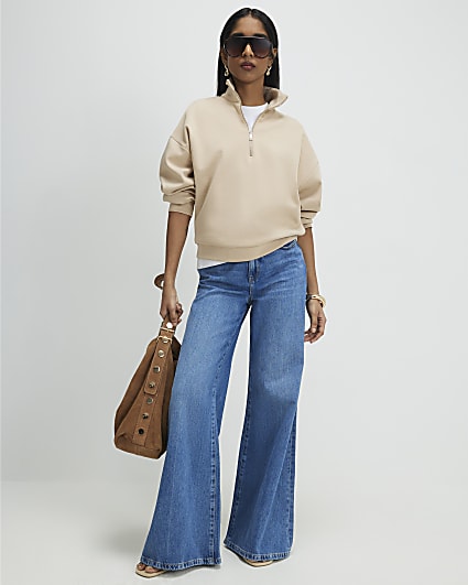 Blue Slouchy Wide Leg Jeans