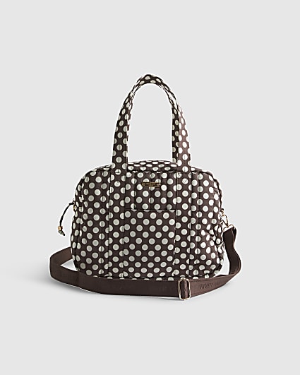 Brown Polka Dot Quilted Holdall Bag