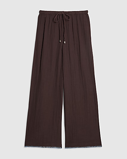 Petite Brown Whipstitch Trousers