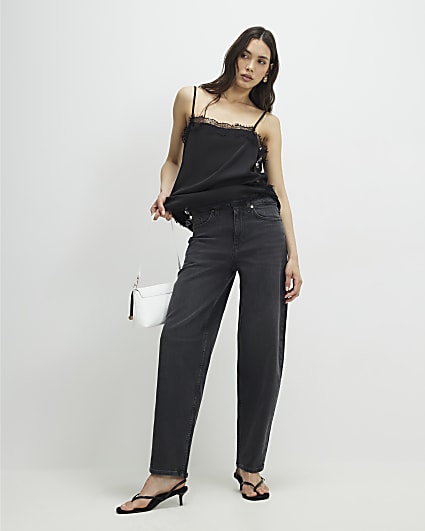 Black Barrel Leg Jeans